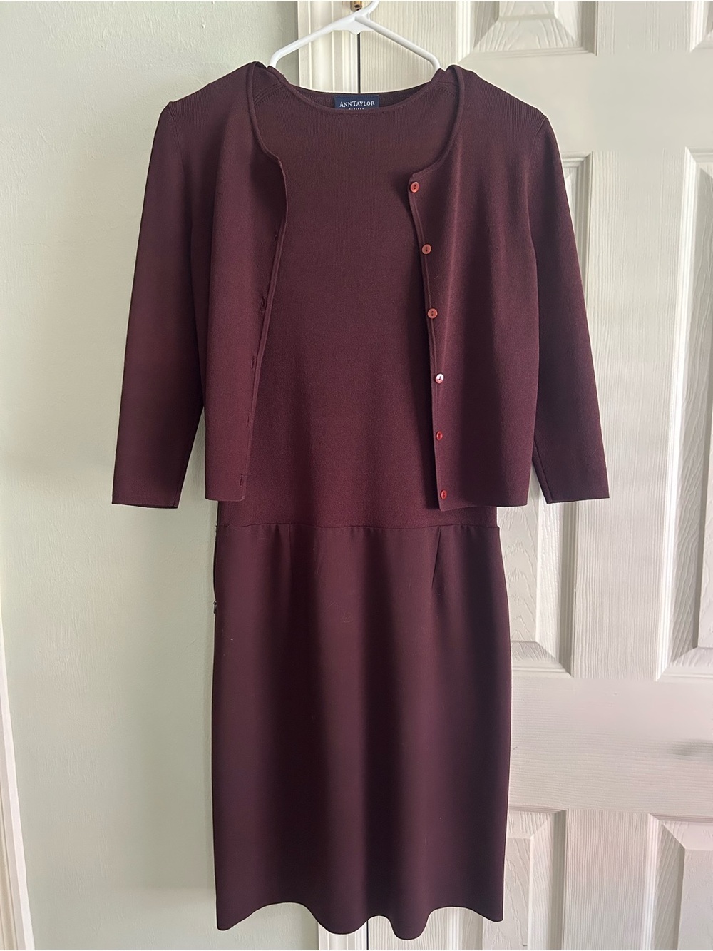 Ann Taylor Burgundy Two-Piece Knit Dress Set